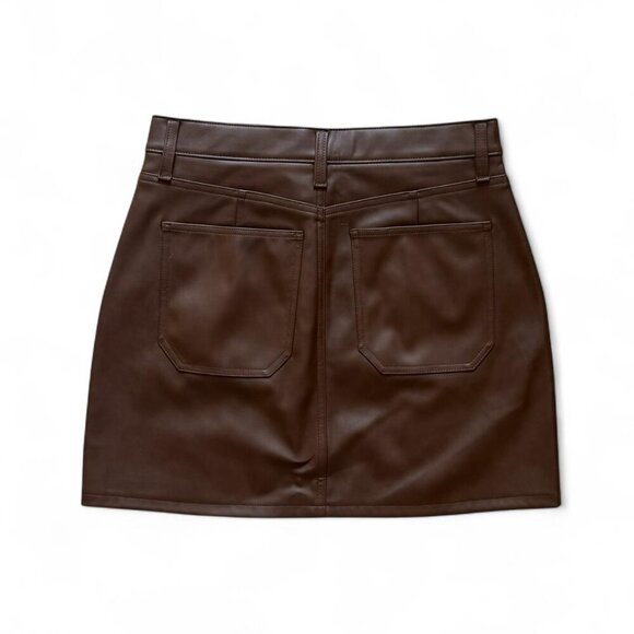 Daze Stash Skirt Faux Leather Mini Skirt | Brown High Waisted| Women’s Size 26 - Picture 2 of 6